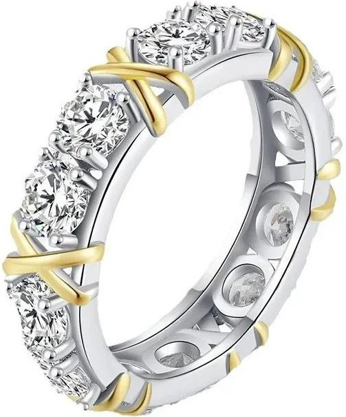 YIRAN Ring Crossover Knoten, Kupfer, Zirkonia, Kristall, Damen - Bild 1