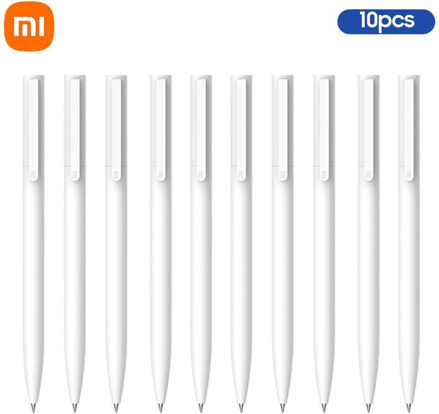 Xiaomi Gel-Stifte Set mit 10 Stück, 0,5 mm Spitzendurchmesser, schwarze Tinte, Farbe: Weiß - Bild 1