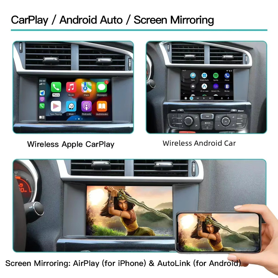 AUTOABC Kabelloses CarPlay und Android Auto Interface für Peugeot 308 408 508 SMEG sowie Citroen Berlingo C4 Cactus Picasso C5 und Opel Corsa - Bild 2