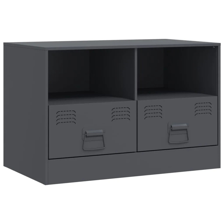 vidaXL TV-Schrank aus Metall in Anthrazit im Industrial Design, B/T/H: 67 x 39 x 44 cm - Bild 2