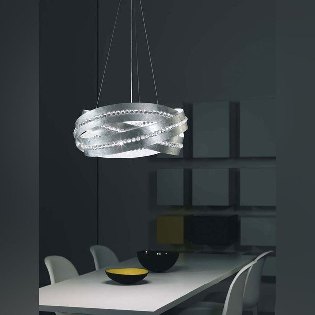 Marchetti Essentia S100 Pendelleuchte aus Metall und Kristall in Silber und Weiß mit E27 Fassung - Bild 1