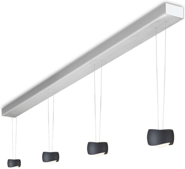 Oligo Curved Slack-Line LED-Pendelleuchte 4-flammig in Schwarz Matt aus gebürstetem Aluminium mit Tunable White (2200K - 5000K) und Casambi-Steuerung - Bild 1