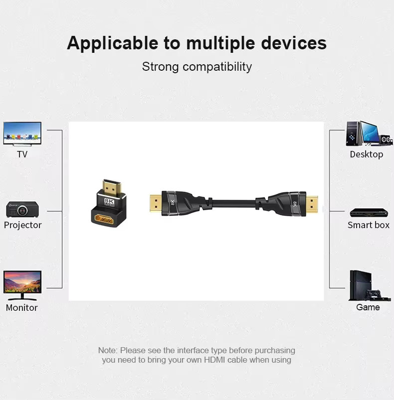 FDBRO HDMI 2.1 Kabeladapter Buchse auf Buchse in Schwarz für 8K HDTV PS5 und Laptop - Bild 4