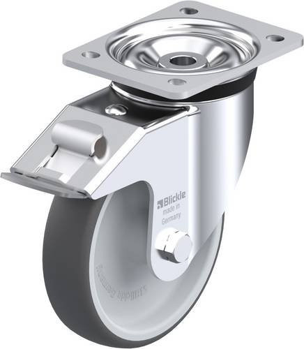 Blickle LK-PATH 160G-FI Lenkrolle mit Feststeller, verzinkter Stahl, grau/silber, Rad-Durchmesser: 16 cm, Tragfähigkeit: 400 kg - Bild 1