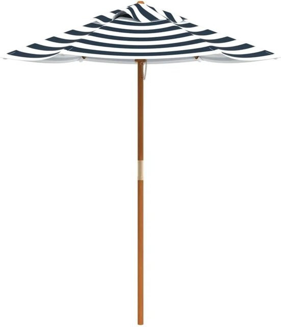 vidaXL Sonnenschirm für Kinder mit Holzmast in Blau-Weiß, B/T: 120 x 140 cm - Bild 1