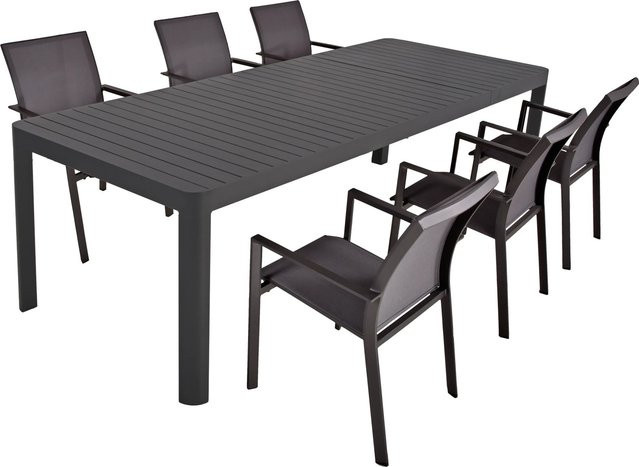 Garden Pleasure Gartenmöbel-Set Amira 7-teilig in Anthrazit aus Aluminium und Kunststoffgewebe - Bild 1