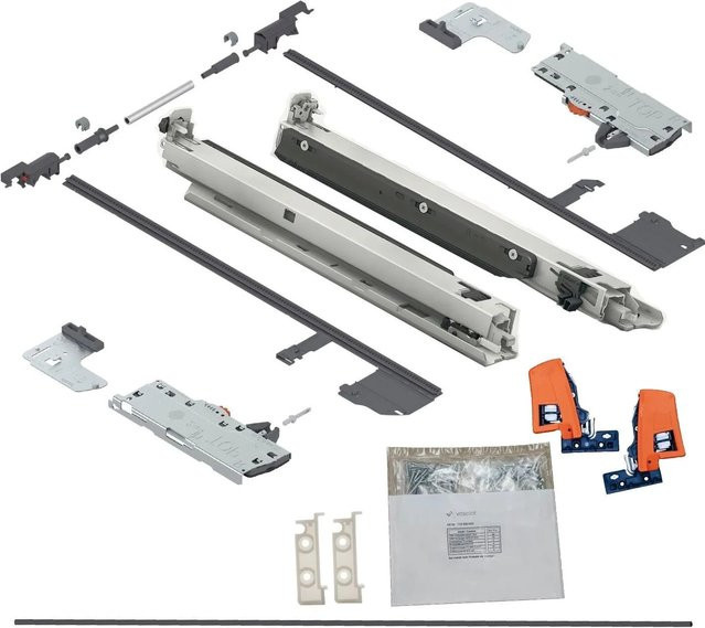 Blum Movento Schubladenschienen Set für Bodenmontage mit Tip-On und Stabilisierung, Farbe: Silber, Länge: 400 mm, Tragkraft: 40 kg - Bild 1
