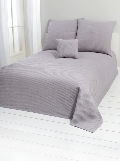 Tagesdecke von Pereira da Cunha in Grau aus 100% Baumwolle mit Waffelmuster und Jacquard-Webung - Bild 1