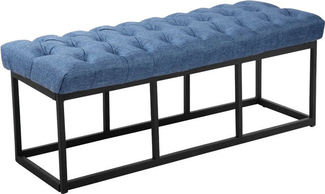 DELUKE Sitzbank MEXICO Polsterbank aus Stoff in Blau, B/T/H: 120 x 38 x 46 cm - Bild 1