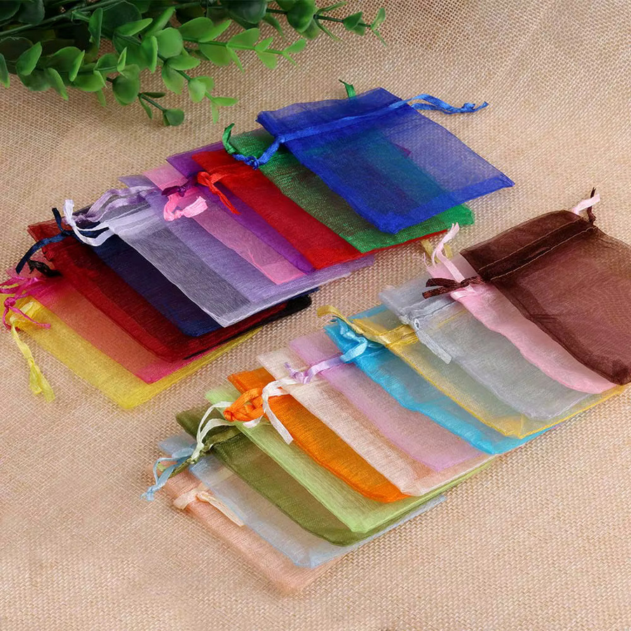 Bunte Organza-Geschenktüten mit Kordelzug für Partys, Hochzeiten und Schmuckverpackungen, Mehrfarbig - Bild 3