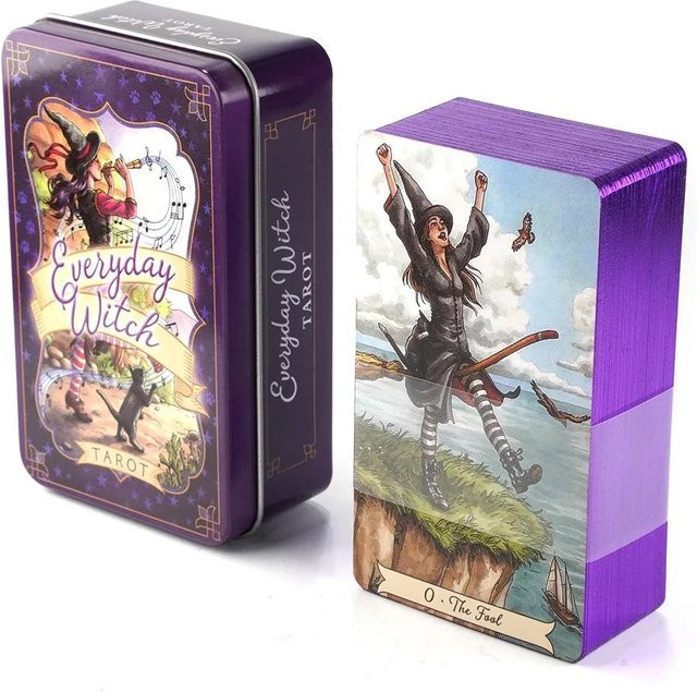 Lemo Nade Everyday Witch Tarot, 78 Karten, Vergoldete Kante, Begleitbuch, Deck Blühende Katze blue - Bild 1