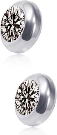 Amusedly Ohrstecker Edelstahl, magnetisch, rund, Kristall, grau, Unisex - Bild 1