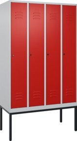C+P Spind Classic PLUS Garderobenschrank mit 4 Abteilen, Gestell mit Zylinderschloss und 4 Garderobenhaken, H x B x T: 212 x 120 x 50 cm - Bild 1