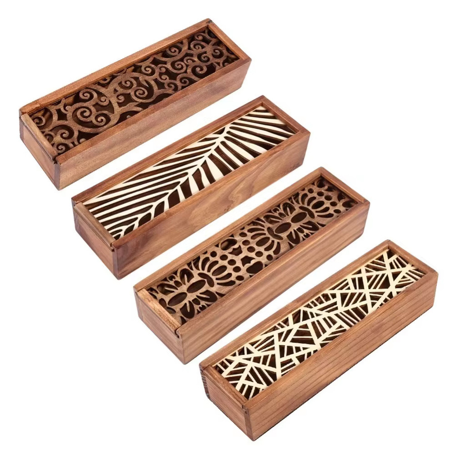 Retro Holz-Bleistiftbox in Braun als tragbare Multifunktions-Aufbewahrungsbox für Schreibtisch und Briefpapier - Bild 2