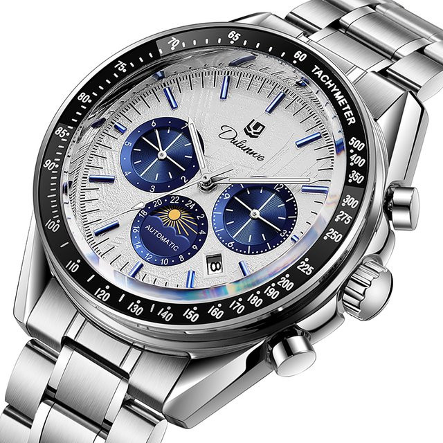 dulunwe Armbanduhr Automatik, Edelstahl, Mondphase, Herren - Bild 1