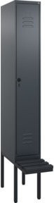 C+P Spind Classic PLUS Garderobenschrank mit Sitzbank, 1 Abteil, Schwarzgrau, B/T/H: 212,0 x 30,0 x 81,5 cm - Bild 1