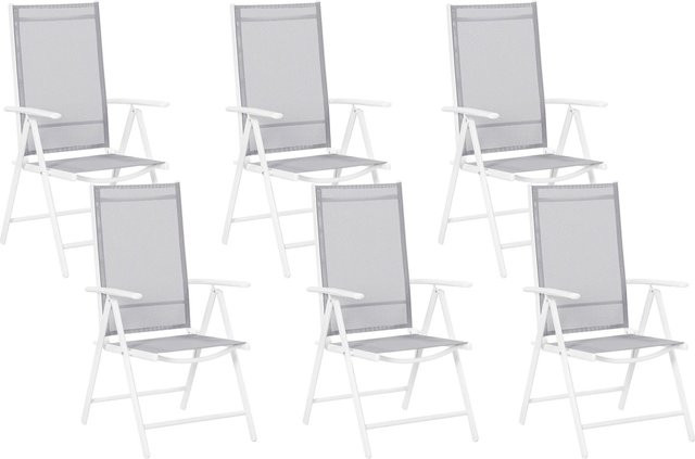 Beliani Gartenstuhl modern in Grau und Weiss mit Textilene-Bezug und Armlehnen, B/T/H: 65 x 54 x 103 cm - Bild 1