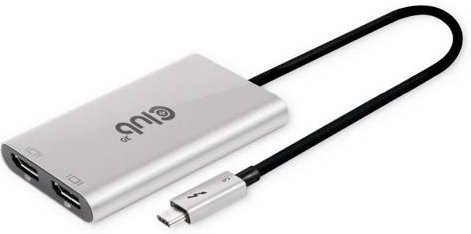 Club3D Thunderbolt 3 Adapter CSV-1586 in Silber mit 1x USB-C Stecker und 2x DisplayPort Buchse, Länge: 0,22 m - Bild 1