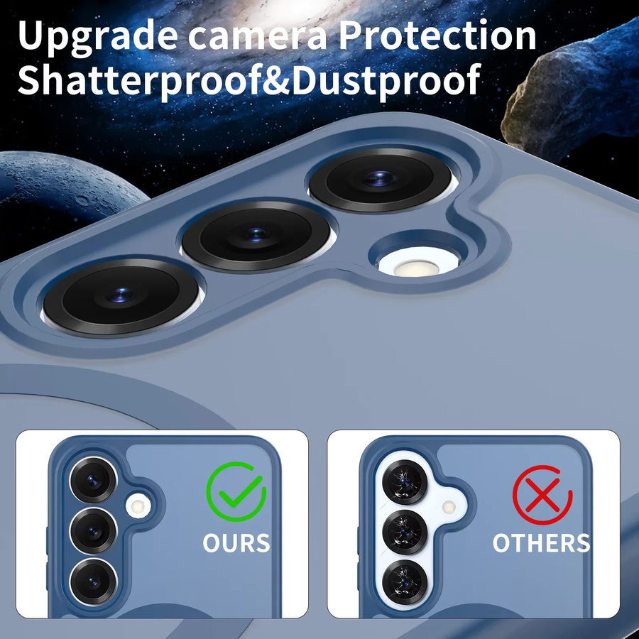 Robuste magnetische Handyhülle für Samsung Galaxy S25 Edge und S24 Ultra Plus 5G in Transparent, Schwarz oder Blau mit stoßfester PC-Rückseite - Bild 2