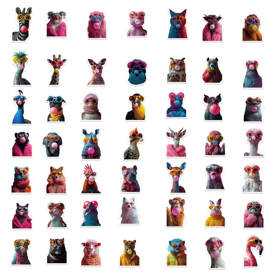 50 Stück wasserfeste Cartoon-Blasen-Tier-Aufkleber in Multicolour von BulingBulingStickers Store für Gepäck, Telefone und Laptops - Bild 4