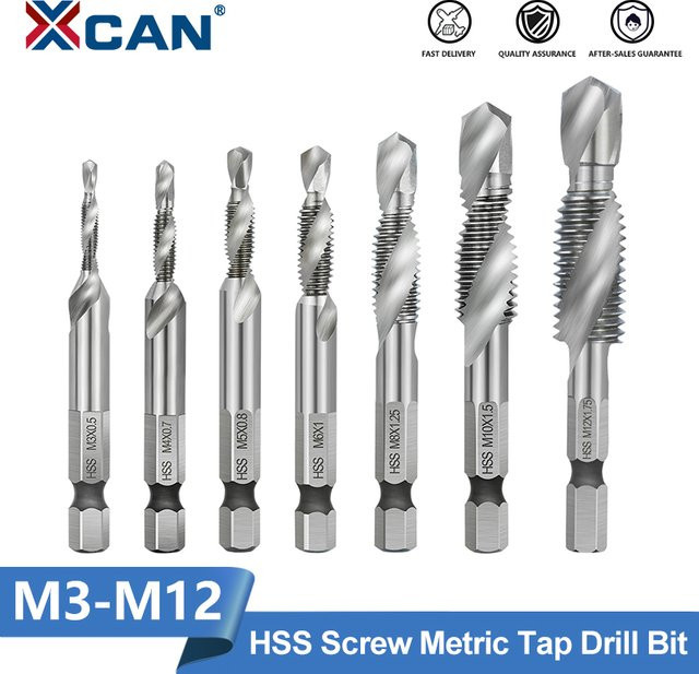 XCAN HSS Gewindebohrer mit Sechskantschaft und Spiralnut in Silber für metrische Gewinde M3 bis M12 - Bild 1