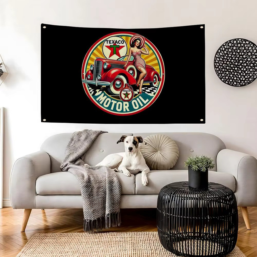Dekorative T-Texaco Flagge in Weiß und Multicolour für Wand und Garten im Retro-Design - Bild 4
