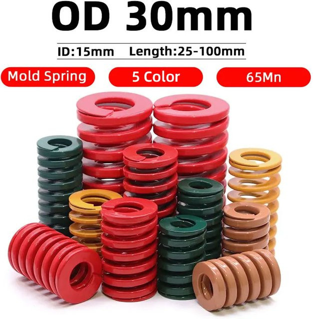 Feder Spirale Stanze Kompressionsform in verschiedenen Farben, Außendurchmesser: 30 mm, Innendurchmesser: 15 mm, Länge: 25 mm bis 100 mm - Bild 1