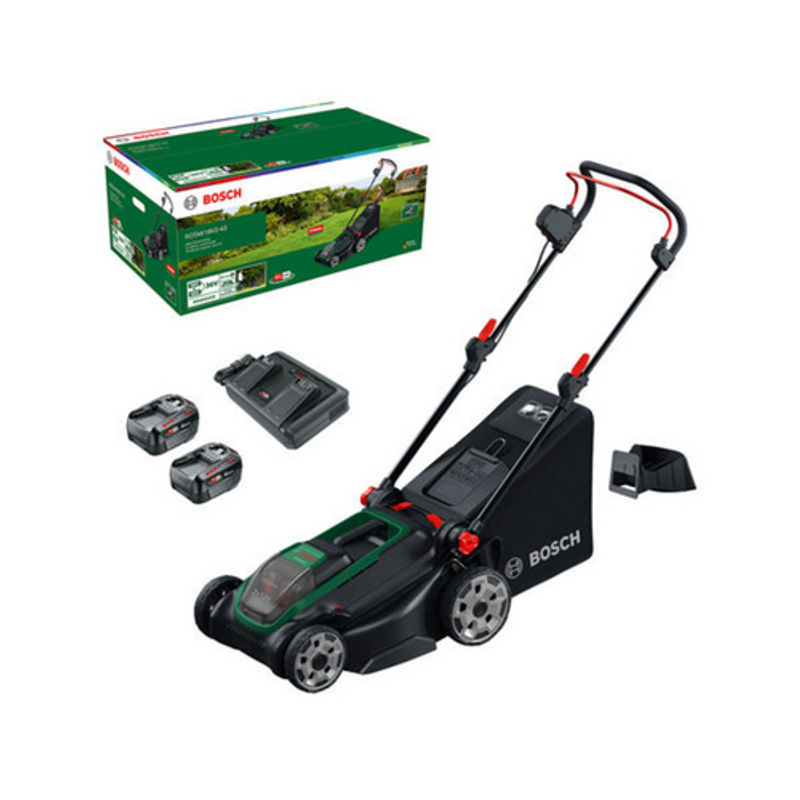 Bosch Rotak 18V-43 Akku-Rasenmäher Set mit 2x 4.0Ah Akkus und Ladegerät, Schnittbreite: 43 cm, grün/schwarz - Bild 2