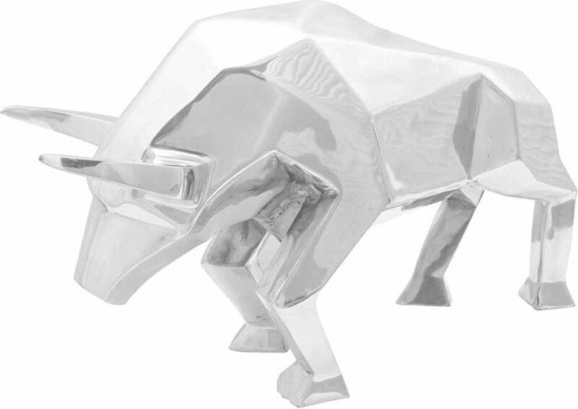 Vidaxl Stierskulptur in Silber aus Metall, moderne Dekoration, H x B x T: 74 x 23 x 39 cm - Bild 1
