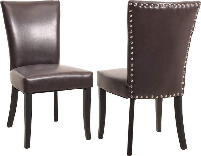 MCW Esszimmerstuhl Edinburgh 2er-Set Chesterfield aus Kunstleder in Braun mit dunklen Beinen - Bild 1