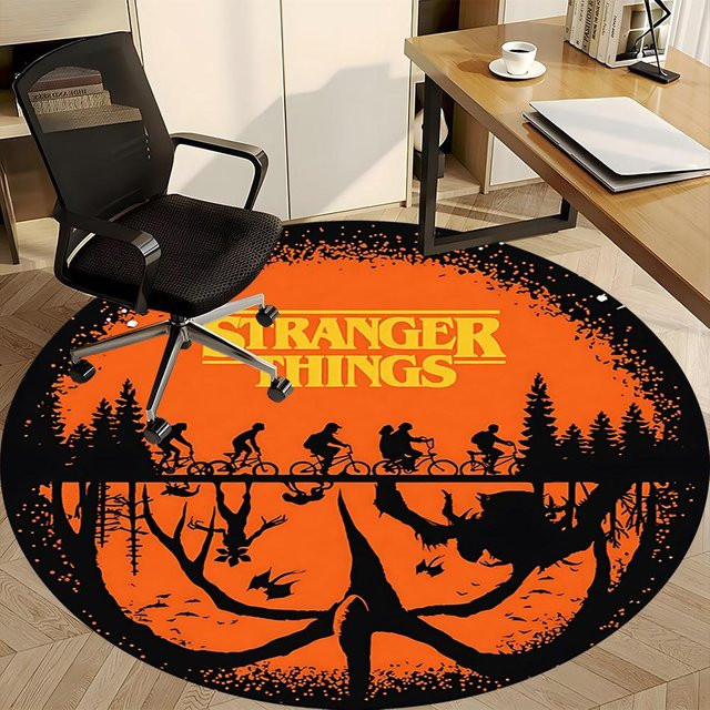 Yun Heng Four Stranger Things Stuhlteppich rund, rutschfest und waschbar, Durchmesser: 120 cm - Bild 1