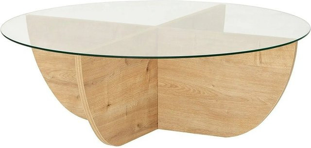 Couchtisch Aysun von Vente-unique in Transparent und Naturfarben Hell mit gehärtetem Glas und Spanplatte, B/T/H: 90 x 30 x 30 cm - Bild 1