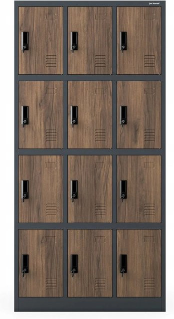 JAN NOWAK Spind Marcin Fächerschrank mit 12 Fächern und Schloss, Anthrazit-braun, B/T/H: 90 x 40 x 185 cm - Bild 1