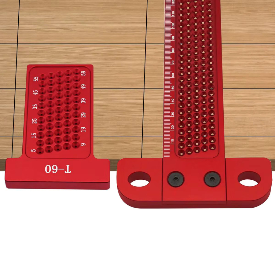 GDART T-Typ Anreißwerkzeug aus Aluminiumlegierung für Holzbearbeitung und Zeichnungen, Rot, 60-260 mm - Bild 5