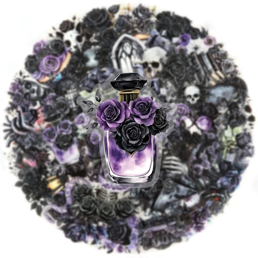GOGOTU Gothic-Style Schwarze Rosen Transparente Graffiti-Aufkleber, 50-teiliges Set - Bild 2