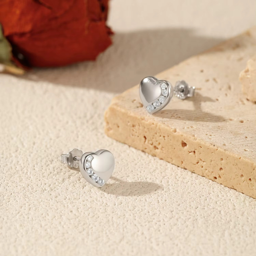 MODIAN Ohrstecker 925 Silber, CZ-Herz, Damen - Bild 3