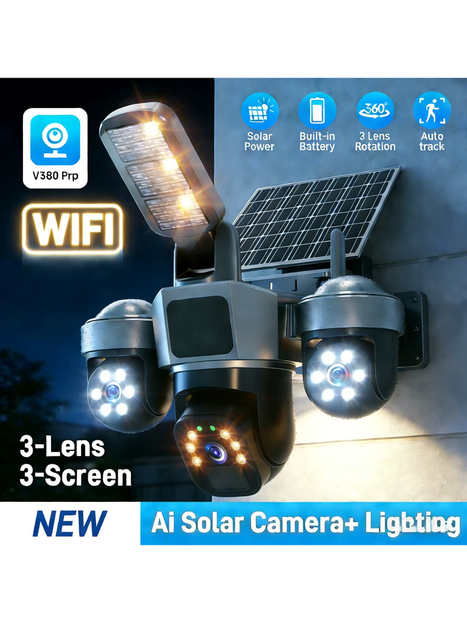 DIFANG WLAN-Solarkamera für Außenbereich mit PTZ-Funktion, Dreifach-Bildschirm, Auto-Tracking und Solar-Flutlicht zur WLAN-Überwachung - Bild 7