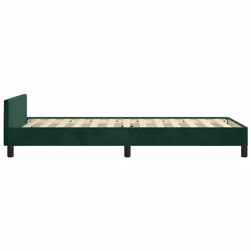 vidaXL Bettgestell mit Kopfteil aus Samt in Dunkelgrün, B/T/H: 90 x 200 x 128 cm - Bild 4