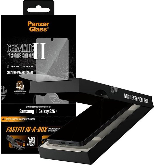 PanzerGlass Ceramic Displayschutz für Samsung Galaxy S26+ Ultra-Wide Fit in Transparent - Bild 1