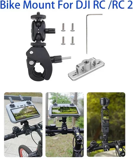 DJI Fahrrad-Halterung für DJI Mini 3, Mini 4 Pro sowie DJI RC und RC 2 Fernbedienungen in Schwarz - Bild 1