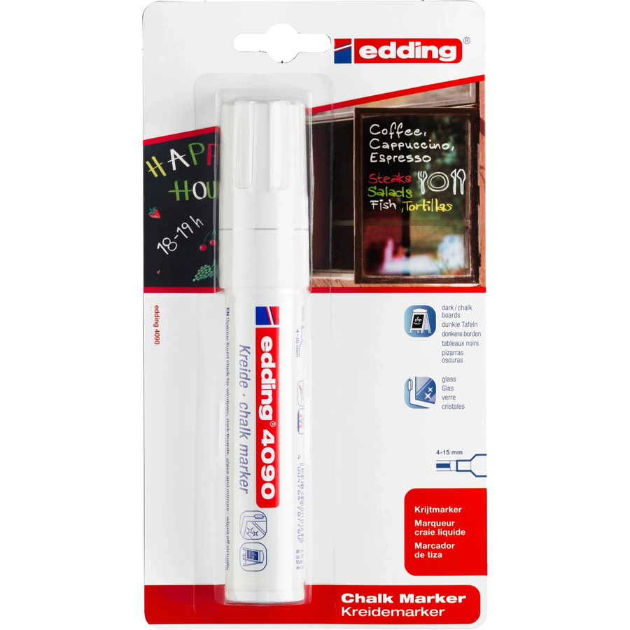 Edding Kreidemarker Flüssigkreide Weiß mit Keilspitze 4 mm - Bild 2