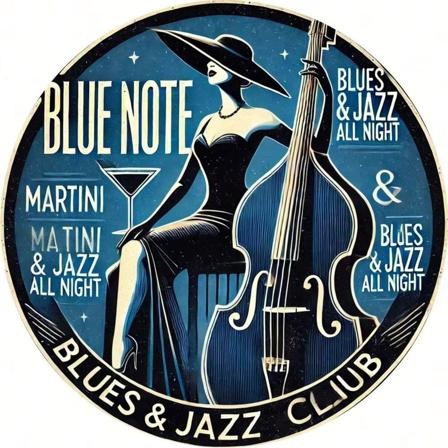 Blue Note Jazz Club Retro Metall-Blechschild von CIFBUY in Blau, B/H: 20,32 x 30,48 cm - Bild 2