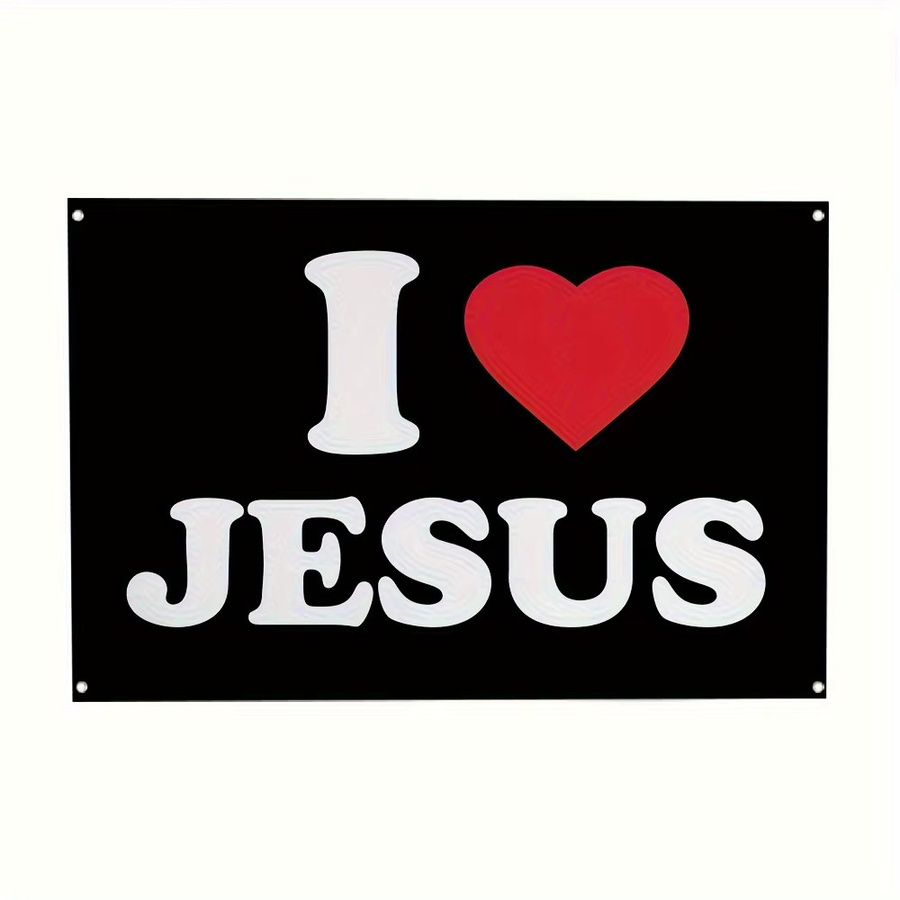 VIKAMA Wandteppich I Love Jesus Buchstabe, dekorative Wanddekoration in Schwarz, B: 90 cm, H: 60 cm - Bild 4