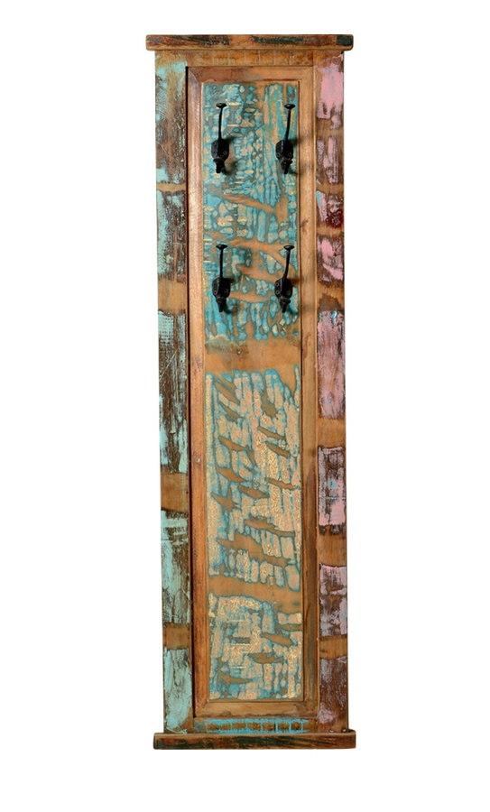 SIT Wandgarderobe RIVERBOAT aus Altholz mit 4 Haken, bunt, B/H/T: 110 x 35 x 8 cm - Bild 1