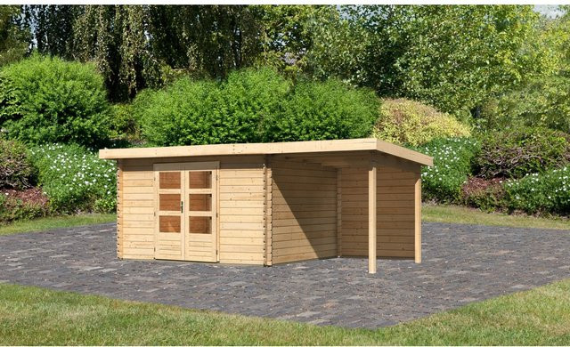 Karibu Holz-Gartenhaus Ängelholm in Natur mit Pultdach und modernem Design, Breite: 340 cm, Tiefe: 280 cm - Bild 1