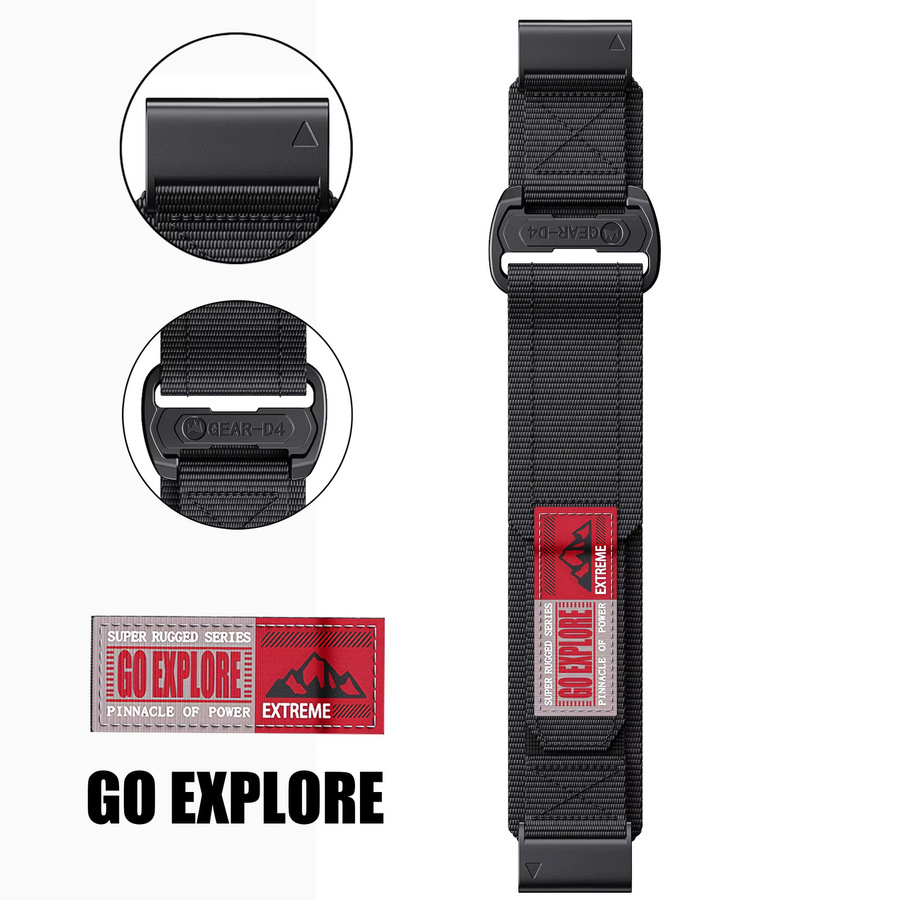 GEAR-D4 Uhrenarmband Nylon, Schwarz, Unisex, 22 mm, 26 mm - Bild 3