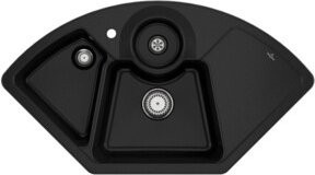 Villeroy & Boch Eckspüle Solo in Schwarz mit Ablaufgarnitur aus CeramicPlus Keramik - Bild 1