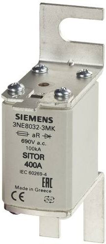 Siemens 3NE80323MK Sicherungseinsatz, Größe 0, 400A, 690V, Farbe Silber, 3 Stück - Bild 1