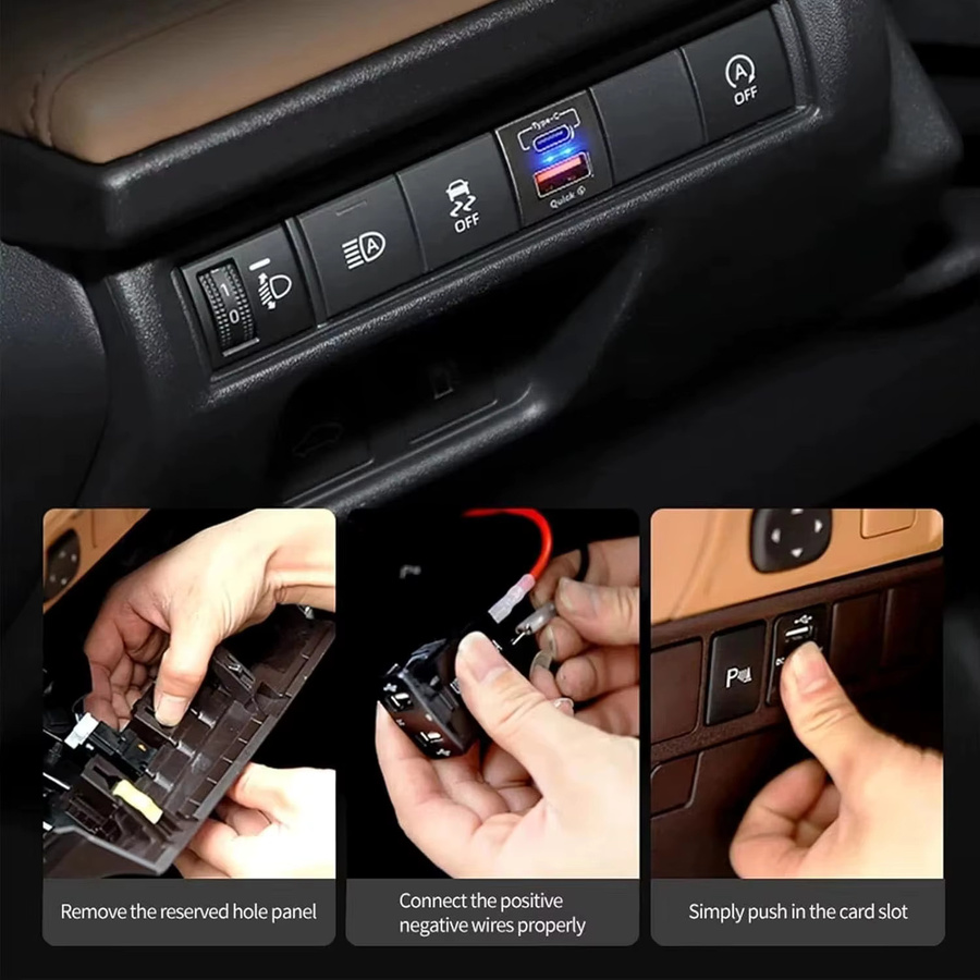 Kebidumei Dual Port 4,2 A USB Auto Ladegerät mit LED Voltmeter in Schwarz für Honda CRV CB500X - Bild 5