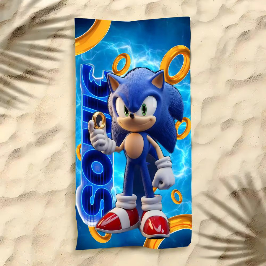 Game S-Sonic Soft Pool Mikrofaser-Strandtuch für Sport und Camping, schnell trocknend, Weiß-Blau - Bild 3